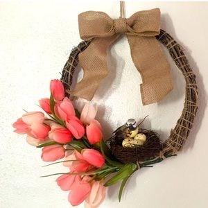 Tulips and Birdie Wreath